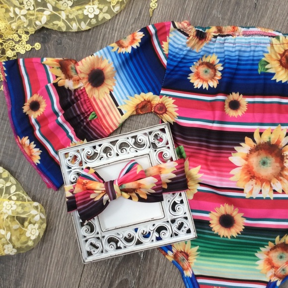 Boutique Baby Girls Sunflower & Serape Romper - Picture 3 of 3